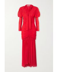 Philosophy Di Lorenzo Serafini Tie-detailed Ruched Modal-jersey Maxi Dress - Red
