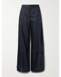 KHAITE - Linden Tiered Pinstriped Herringbone Twill Wide-Leg Pants - Lyst