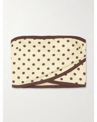 Posse - Bowie Cropped Strapless Polka-Dot Linen And Cotton-Blend Top - Lyst