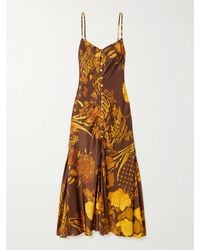 Donde Esteban - Veranera Printed Satin Midi Dress - Lyst