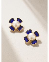 Susan Caplan - Chanel Vintage-Plated, Gripoix Crystal And Faux Pearl Clip Earrings - Lyst