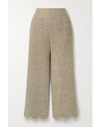 Lisa Marie Fernandez + Net Sustain Cropped Scalloped Linen-blend Straight-leg Pants - Brown