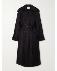 Saint Laurent - Double-Breasted Belted Silk-Twill Trench Coat - Lyst