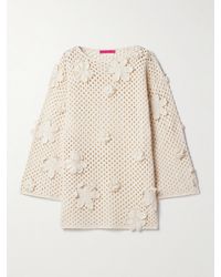 The Elder Statesman - Appliquéd Open-Knit Cotton Sweater - Lyst