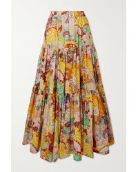La DoubleJ Big Tiered Printed Cotton-poplin Maxi Skirt - Multicolour