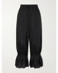 STAUD - Renzo Cropped Scalloped Cotton-Voile Balloon Pants - Lyst