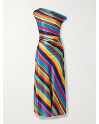 STAUD - Phare Midikleid Aus Einer Seidenmischung Mit Falten Und Streifen - Lyst