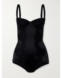 Dolce & Gabbana - Body Aus Satin Aus Einer Seidenmischung Mit Spitzeneinsätzen - Lyst