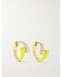 Melissa Kaye - Lola 18-Karat, Enamel And Diamond Hoop Earrings - Lyst