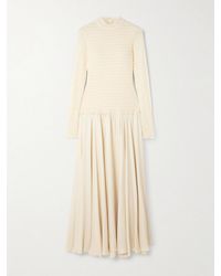 Siedres - Feja Open-Back Shirred Stretch-Mesh And Satin-Jersey Midi Dress - Lyst