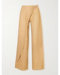 Oséree - Lumiere Embellished Lurex Wide-Leg Pareo Pants - Lyst