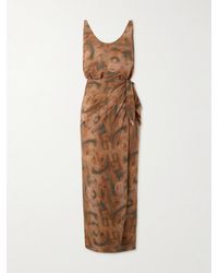 Cortana - Mala Printed Silk Maxi Wrap Dress - Lyst