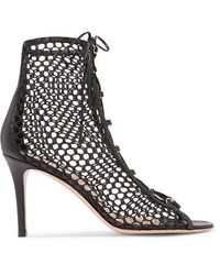 Gianvito Rossi 85 Schnürstiefel Aus Mesh Und Leder - Schwarz