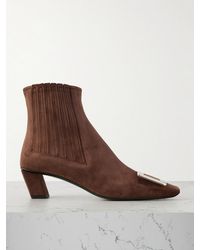Roger Vivier - Belle Vivier 45 Buckled Suede Chelsea Boots - Lyst