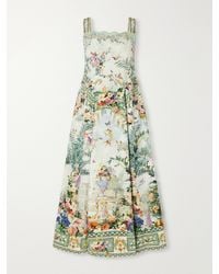 CAMILLA - Art For The Empress Lace-Trimmed Printed Cotton-Blend Midi Dress - Lyst