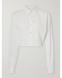 Gucci - Logo-Embroidered Cropped Cotton-Poplin Shirt - Lyst