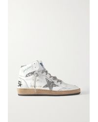 Golden Goose - Sky Star Distressed Glittered Leather High-top Sneakers - Lyst