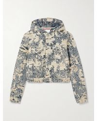 Acne Studios - Veste À Capuche En Jean De Coton Biologique Jacquard Effet Vieilli - Lyst