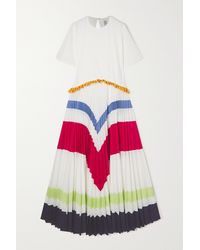 Rosie Assoulin Polygraph Ruffled Pleated Color-block Twill Maxi Dress - White