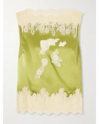 Doen - Viviane Lace-Trimmed Silk-Satin Top - Lyst