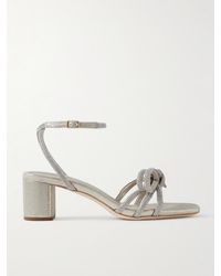Loeffler Randall - Net Sustain Mikel Crystal-Embellished Metallic Suede Sandals - Lyst