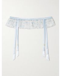 Kiki de Montparnasse - Mathilde Silk-Blend Satin-Trimmed Embroidered Tulle Suspender Belt - Lyst