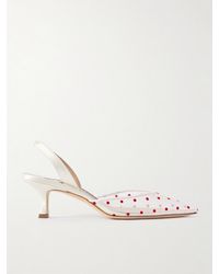 Manolo Blahnik - Carolyne 50 Polka-Dot Flocked Mesh And Satin Slingback Pumps - Lyst