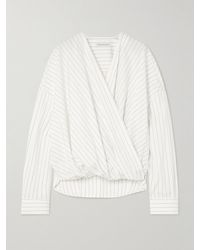 Dries Van Noten - Oversized-Bluse Aus Baumwollpopeline Mit Nadelstreifen Und Wickeleffekt - Lyst