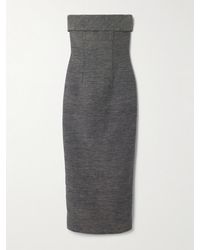 Emilia Wickstead - Keeley Trägerloses Midikleid Aus Tweed Aus Einer Baumwoll-Leinenmischung - Lyst