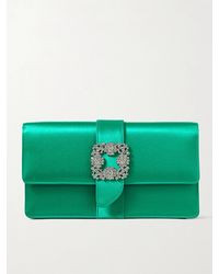 Manolo Blahnik - Capri Crystal-Embellished Satin Clutch - Lyst