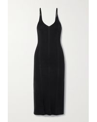 ATM Ribbed Silk And Cotton-blend Midi Dress - Black