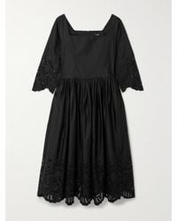 Thierry Colson - Amalia Pleated Broderie Anglaise Cotton-Poplin Midi Dress - Lyst