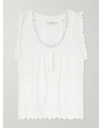 Doen - Toussine Gatehred Broderie Anglaise Cotton Top - Lyst