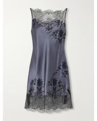 Carine Gilson - Lace-Embroidered Silk-Satin Mini Dress - Lyst