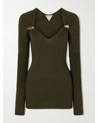 Bottega Veneta - Embellished Ribbed Cashmere And Silk-Blend Sweater - Lyst