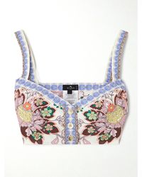 Etro - Cropped Floral-Print Cotton-Poplin Top - Lyst