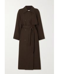 The Row Lucana Belted Oversized Linen-blend Coat - Brown