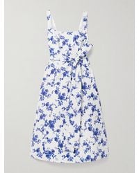 Carolina Herrera - Midikleid Aus Faille Mit Blumenprint Und Bindegürtel - Lyst