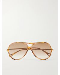 Chloé - Tubolar Aviator-Style Recycled Tortoiseshell Acetate Sunglasses - Lyst