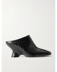 Dries Van Noten - Croc-Effect Leather Wedge Mules - Lyst