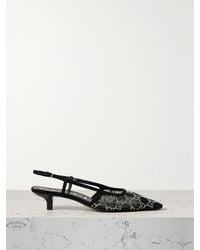 Gucci - GG Mesh & Suede Slingback Pump - Lyst
