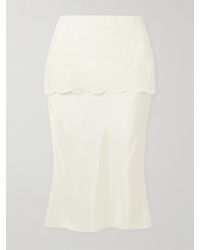 Posse - Cove Layered Embroidered Tulle-Trimmed Silk-Blend Midi Skirt - Lyst