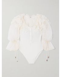 Chloé - Body Aus Baumwolle Mit Spitzenbesätzen Und Verzierungen - Lyst