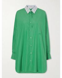 Loewe - Logo-Embroidered Cotton-Poplin Midi Shirt Dress - Lyst