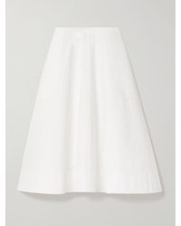 KHAITE - Renta Cotton-Poplin Midi Skirt - Lyst