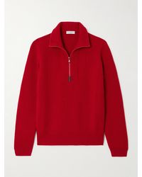 Brunello Cucinelli - Pullover Aus Geripptem Kaschmir Mit Troyer-Kragen Und Zierperlen - Lyst
