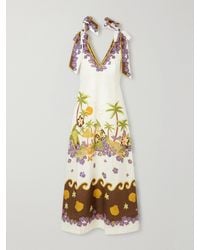 ALÉMAIS - Island Cove Ballet Day Printed Linen Midi Dress - Lyst