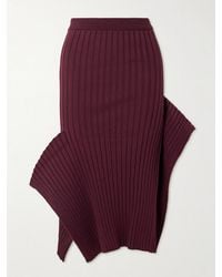 Stella McCartney - Asymmetric Ribbed Organic Cotton Midi Skirt - Lyst