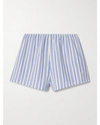 Doen - Thelma Shorts Aus Einer Gestreiften Baumwoll-Seidenmischung Mit Stickerei - Lyst