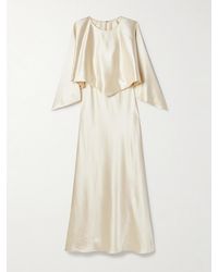 Adam Lippes - Larys Layered Asymmetric Cape-Effect Silk-Charmeuse Maxi Dress - Lyst
